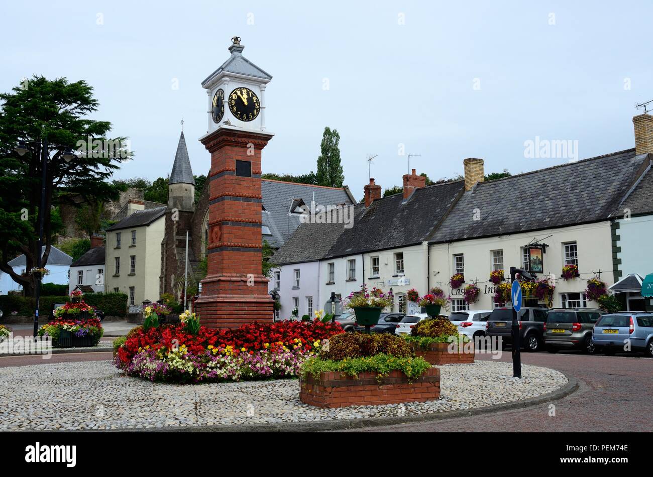 Jubilee Clock Tower Twyn Square Jubiläum der Königin Victorias Herrschaft Usk Monmouthshire Wales Cymru GROSSBRITANNIEN Stockfoto