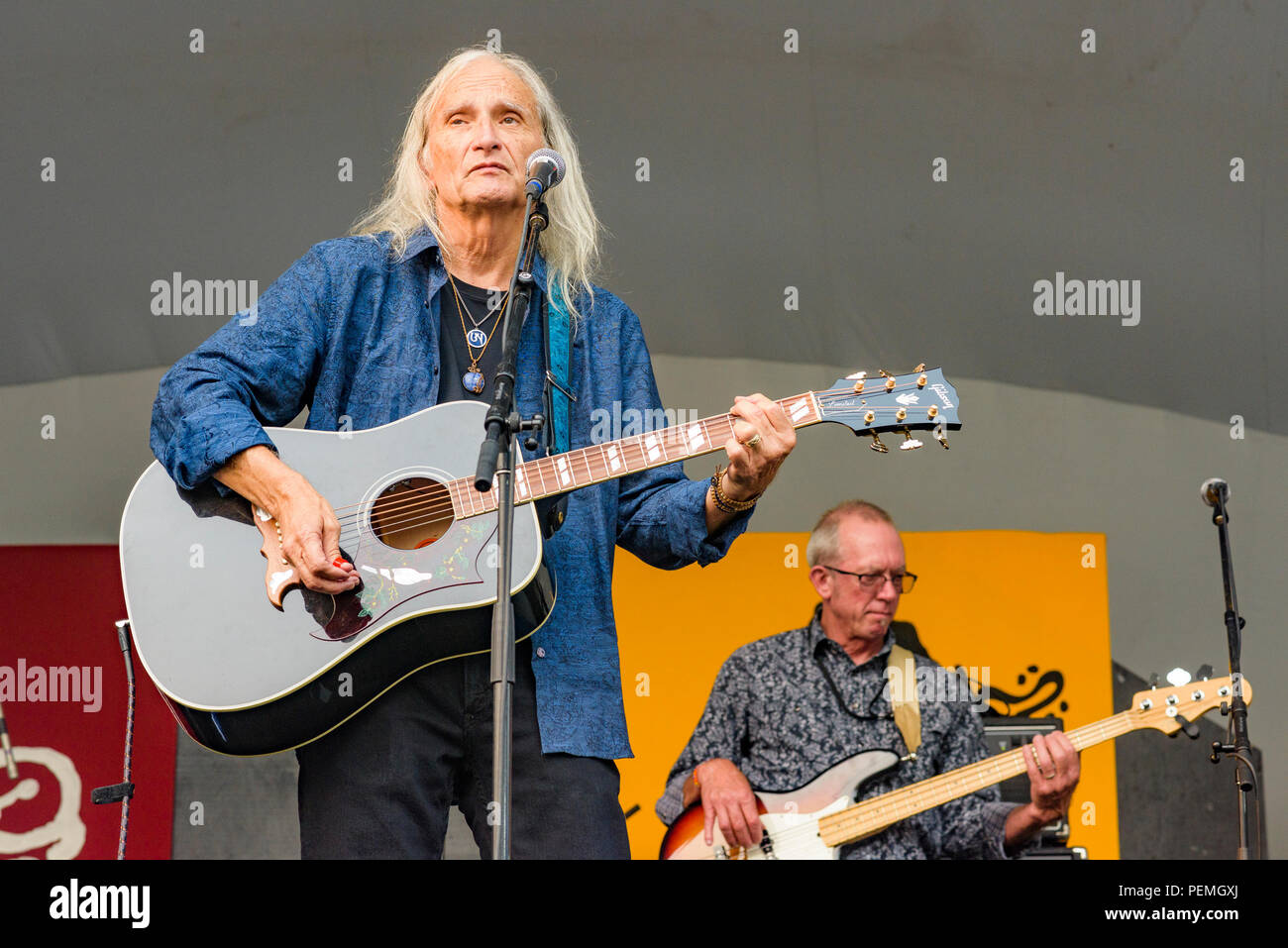 Jimmie Dale Gilmore führt in Edmonton Folk Music Festival, Edmonton, Alberta, Kanada. Stockfoto