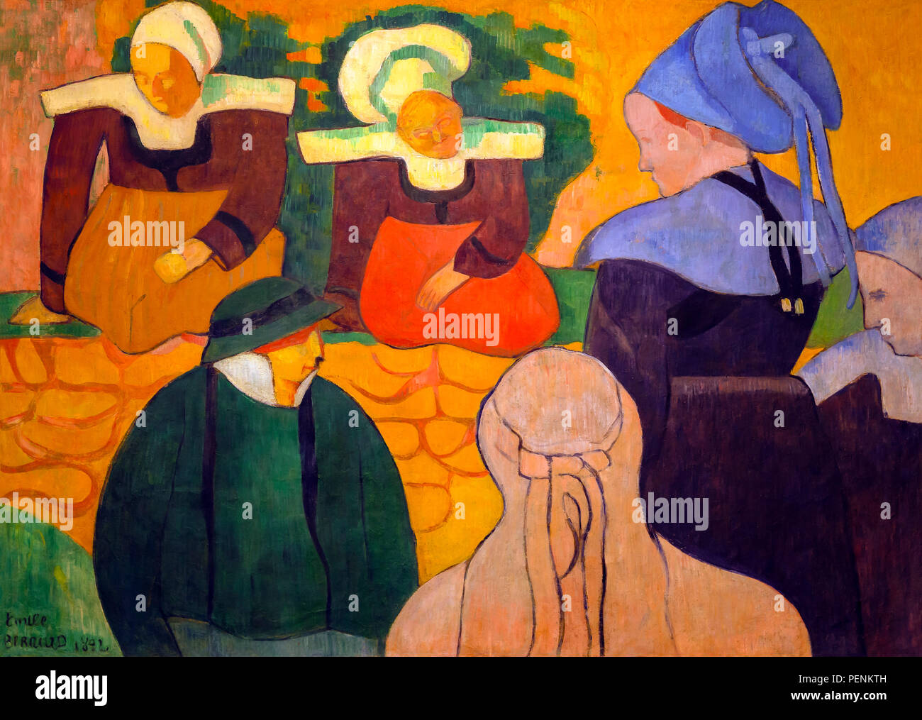 Breton Frau an einer Wand, Emile Bernard, 1892, Indianapolis Museum of Art, Indianapolis, Indiana, USA, Nordamerika Stockfoto