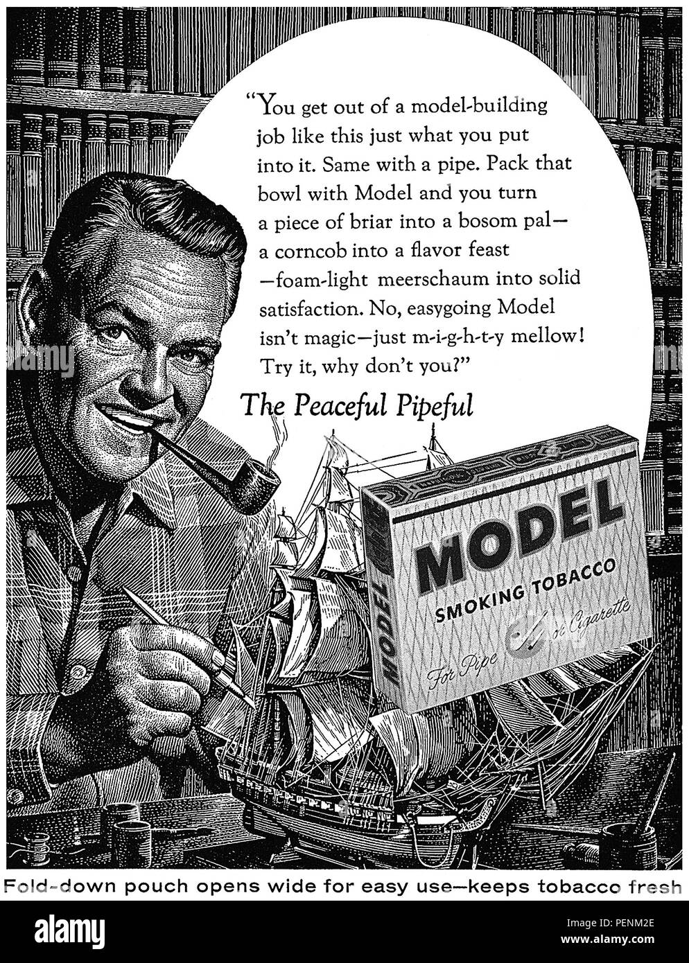 1956 US-Werbung für Tabak. Stockfoto