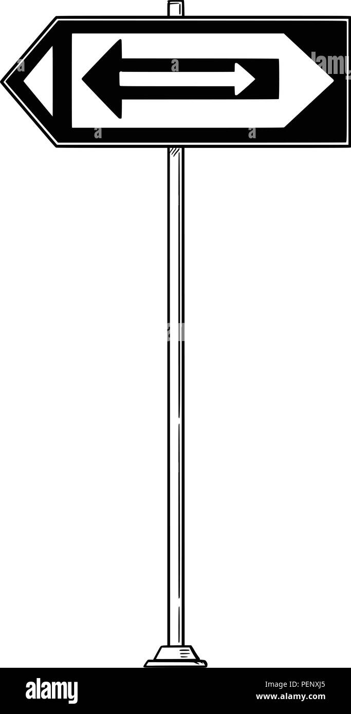 Vektor Komikbild von Verkehrszeichen mit Pfeilen im Inneren Pfeile links und rechts Stock Vektor