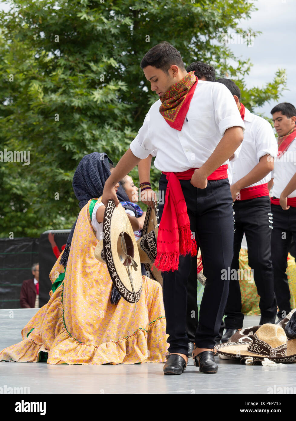 Tänzer aus Mexiko an der Billingham Internationale Folklore Festival der Welt Dance 2018. England. Großbritannien Stockfoto
