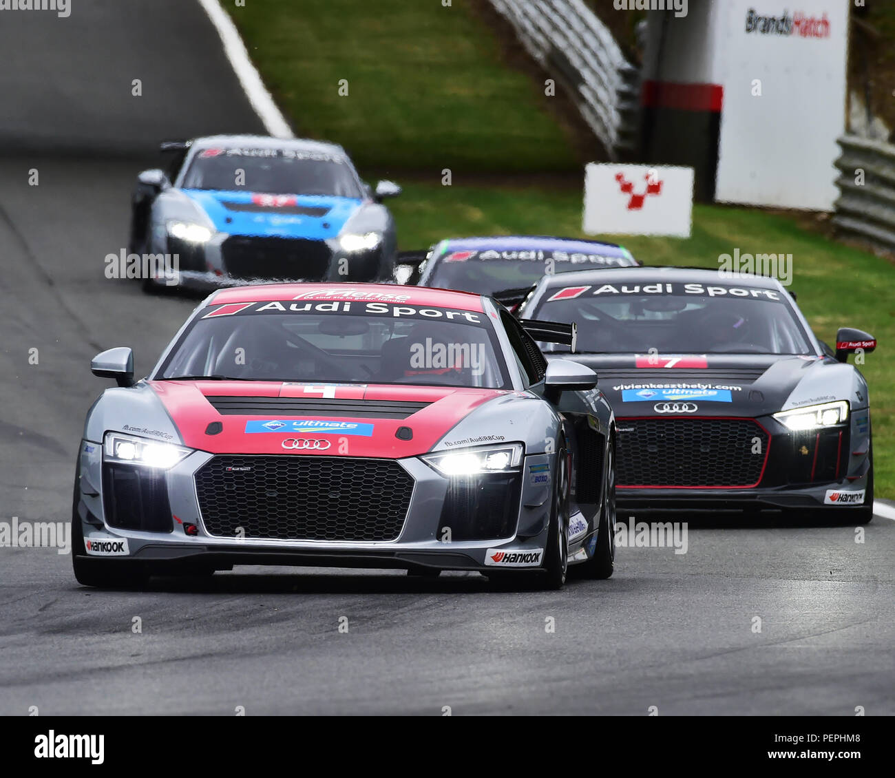 Mike Hessen, Audi R8 LMS GT4, Audi Sport Seyffarth R8 LMS Cup, DTM-Rennen treffen, Deutsche Tourenwagen Masters, Grand Prix Circuit, Brands Hatch, Kent, Stockfoto