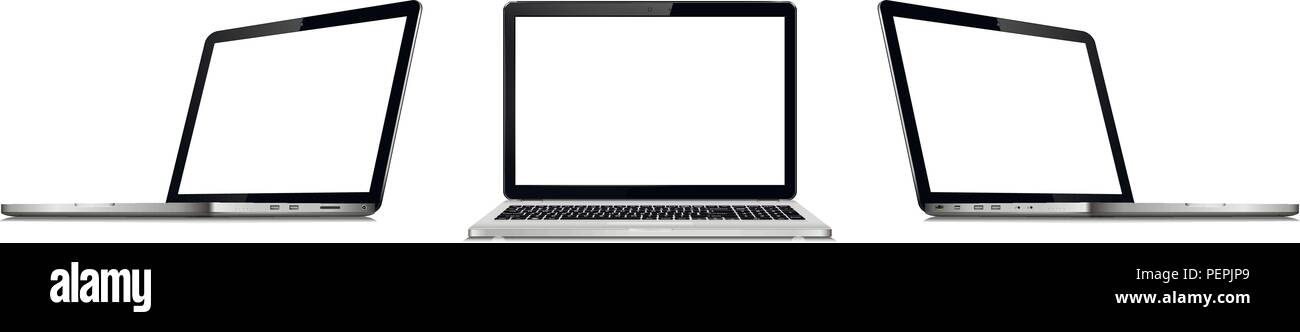 Der Vektor Laptops mit leeren Bildschirm auf weißem Hintergrund. Perspektive und Frontansicht mit leeren Bildschirm. Stock Vektor