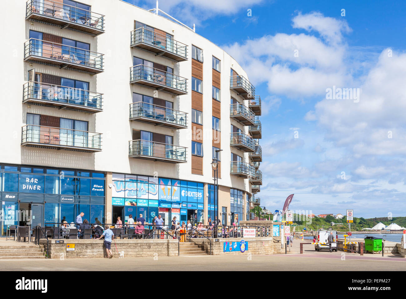 Scarborough North Bay Die Sands Holiday Complex Peasholm Gap scarborough England yorkshire North Yorkshire England Scarborough Großbritannien gb Europa Stockfoto