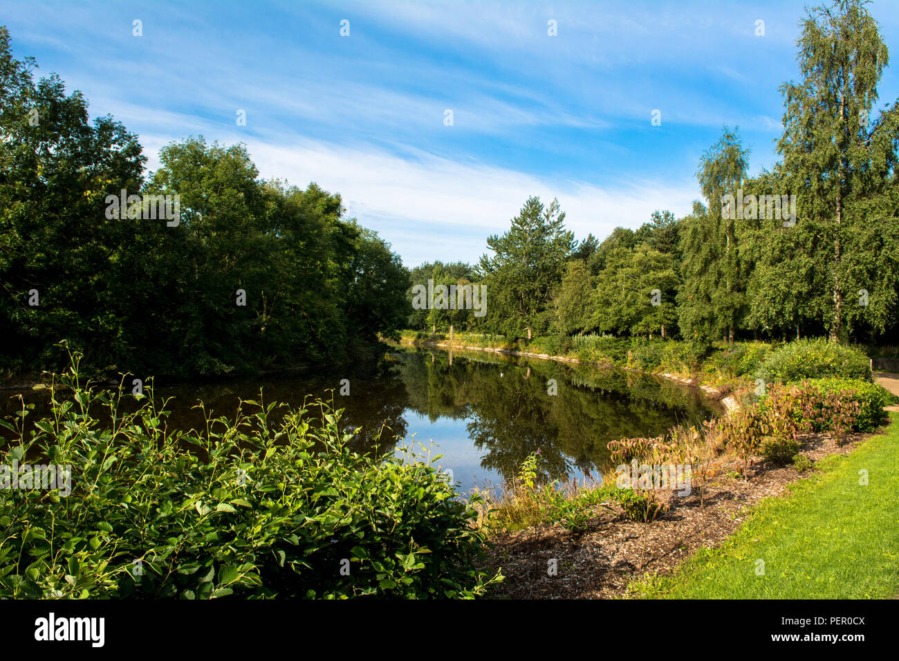 See Connswater Community Greenway Victoria Park Shorts Aircraft Factory Harland und Wolfe Werft Ost Belfast Stockfoto