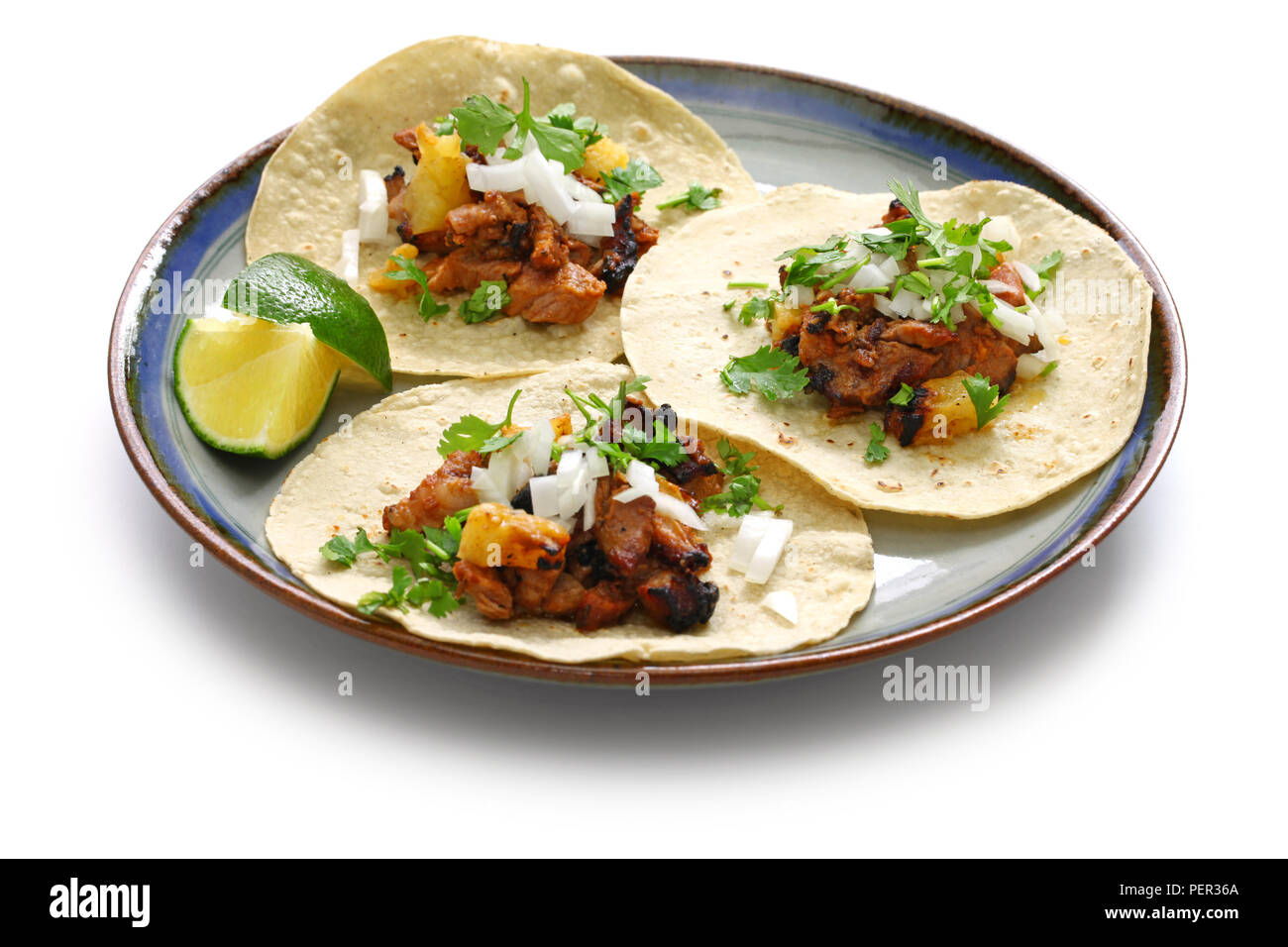 Tacos al Pastor, mexikanisches Essen Stockfoto