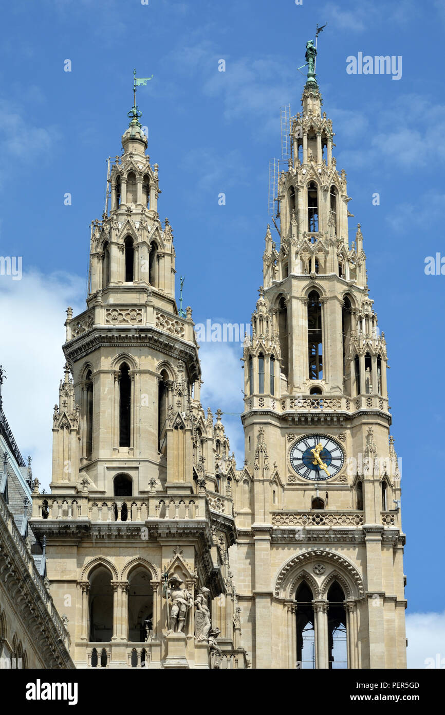 Rathaus der österreichischen Hauptstadt Wien gebaut von 1872 bis 1883 - Österreich. Stockfoto
