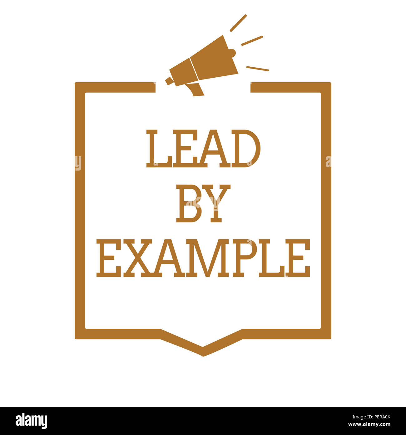 Text Zeichen angezeigt durch Beispiel führen. Konzeptionelle Foto ein Mentor Führer folgen den Regeln geben Beispiele Trainer Megaphon Lautsprecher braun Rahmen communic Stockfoto