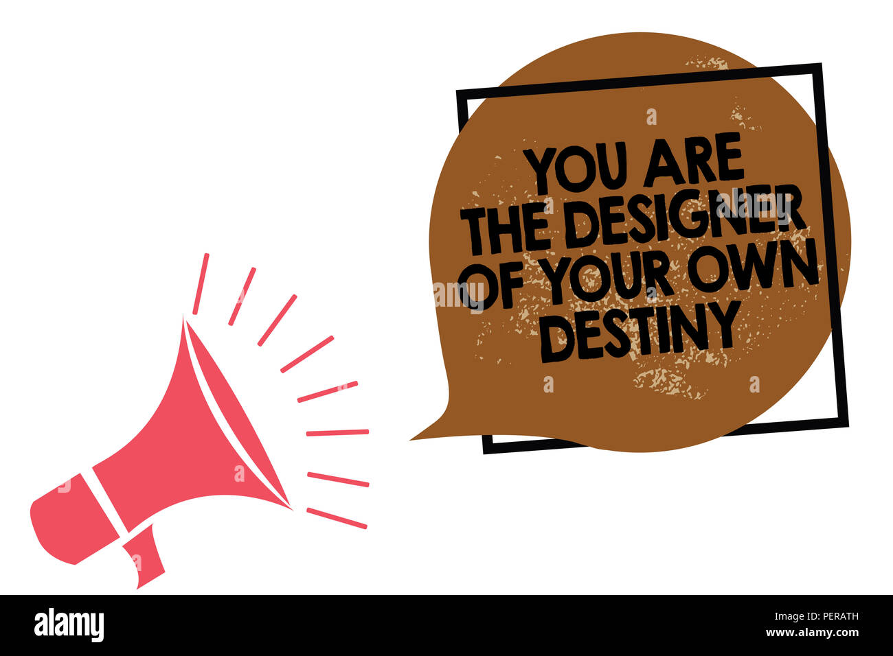 Handschrift Text schreiben Sie sind die Designer des eigenen Schicksals. Begriff Sinne das Leben umarmen Änderungen Megaphon Lautsprecher sprechen laut screa Stockfoto