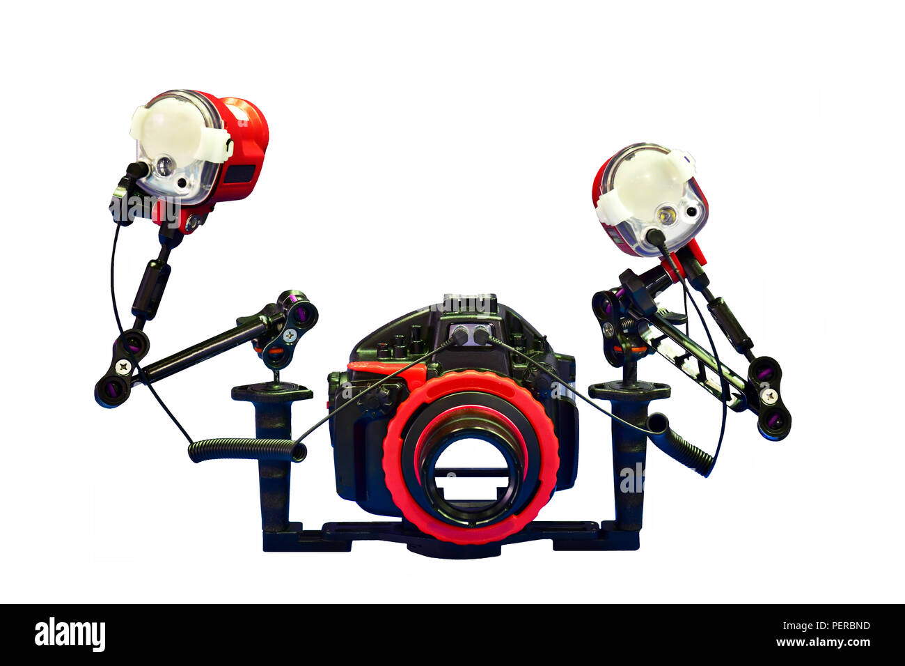 Professionelle Gehäuse Unterwasser Fotografie Ausrüstung für DSLR-Kamera Stockfoto