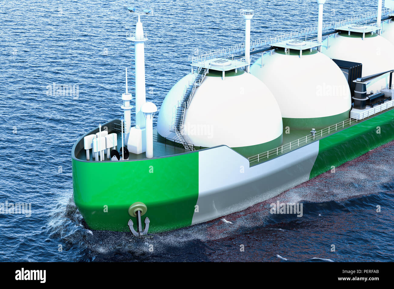 Nigerianische gas Tanker Segeln im Ozean, 3D-Rendering Stockfoto