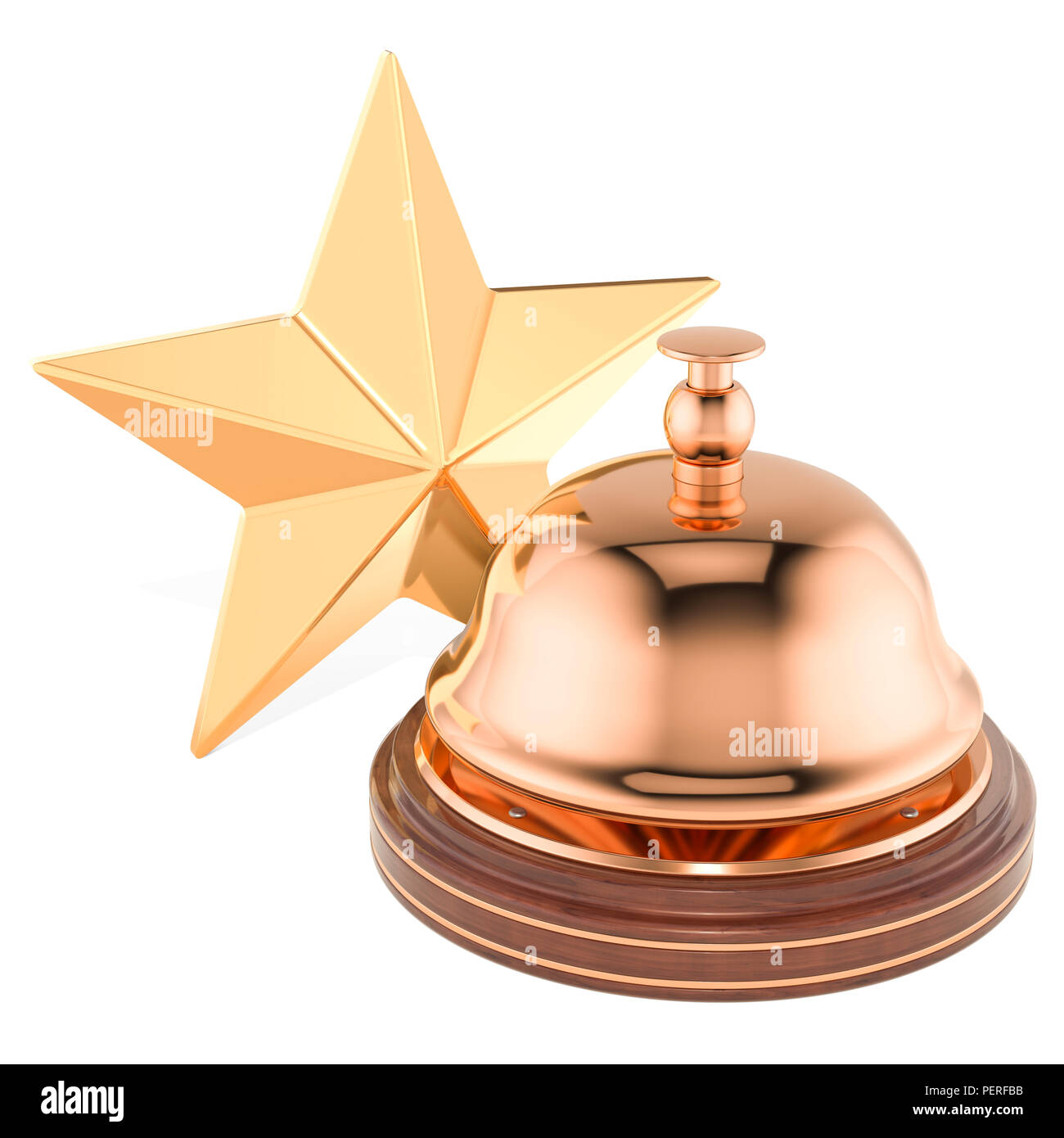Rezeption Glocke mit Golden Star Konzept, 3D-Rendering Stockfoto