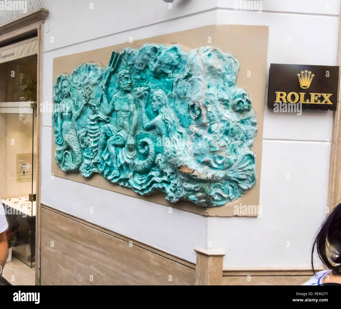 Rolex luxus Uhrmacher business Capri Italien Europa, wohlhabende Shopmaker, reich Stockfoto