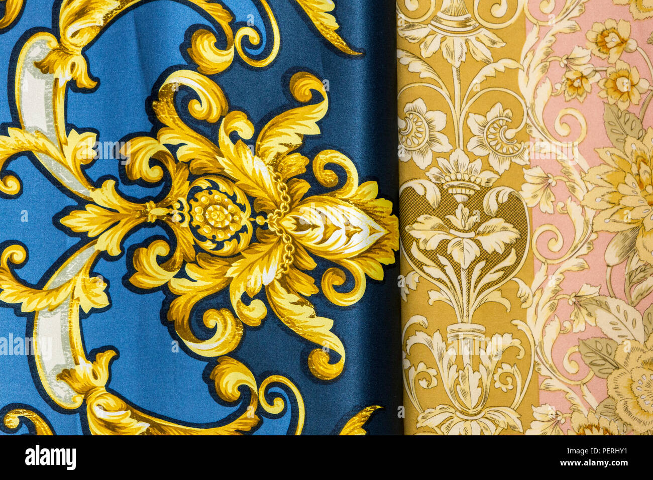 Suzhou, Jiangsu, China. Silk Fabric Designs. Stockfoto
