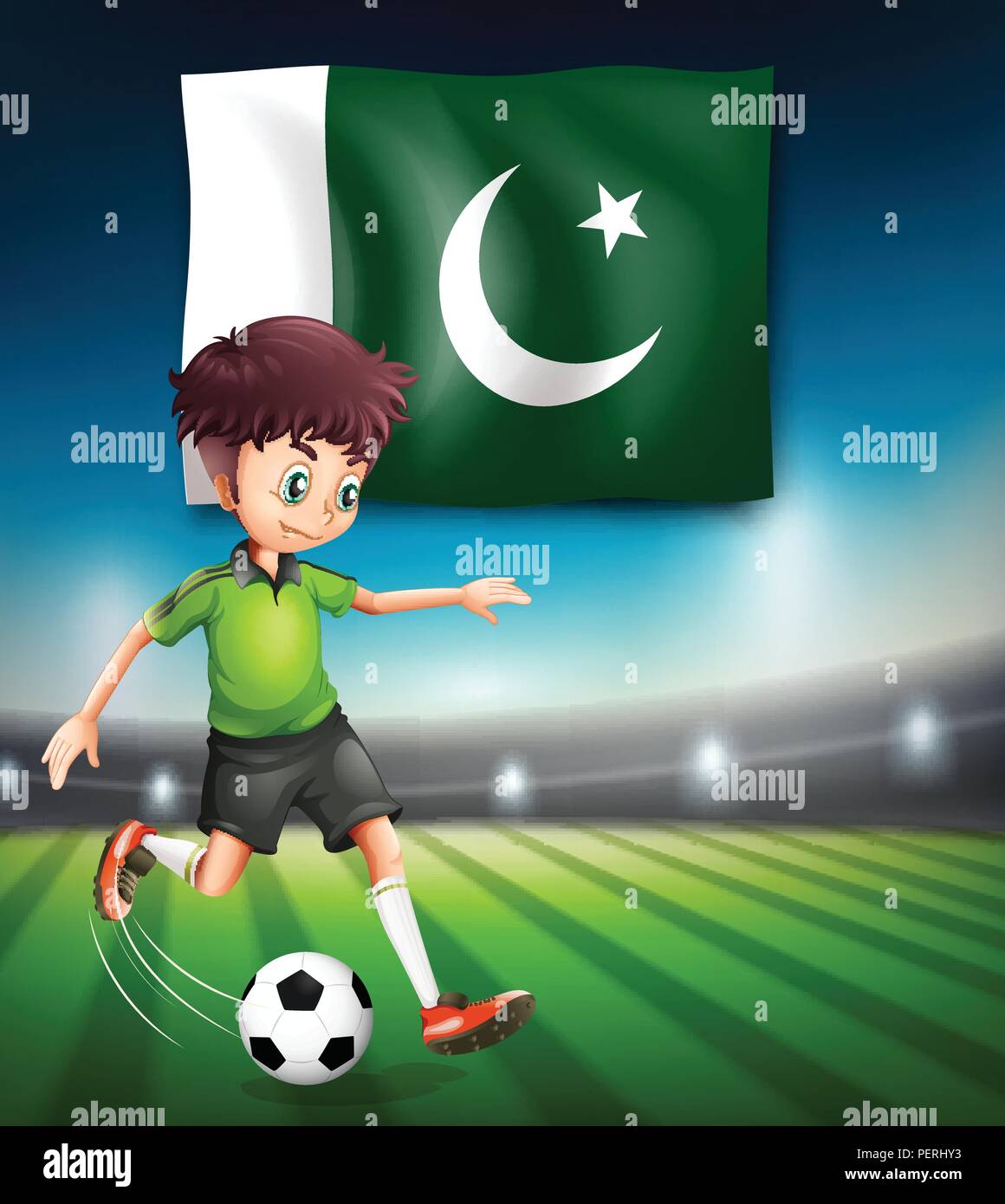 Pakistan Flagge und Fußballspieler Abbildung Stock Vektor
