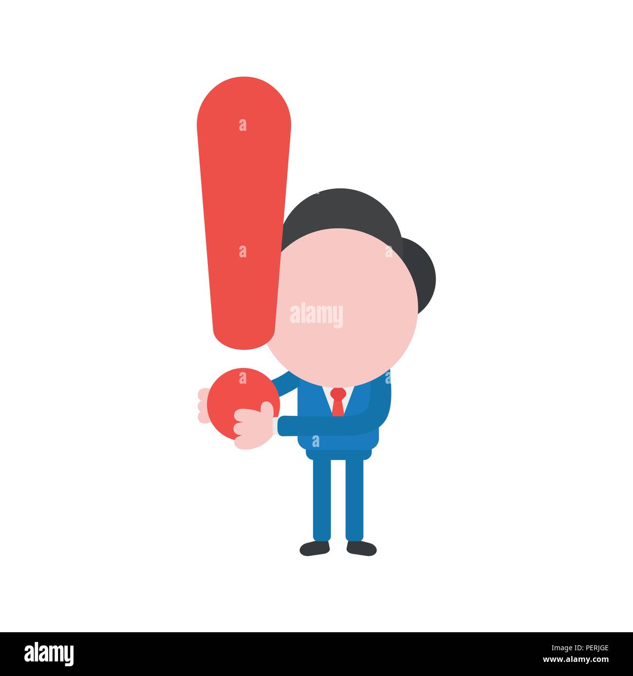 Vector Illustration Geschäftsmann Charakter holding Ausrufezeichen. Stock Vektor
