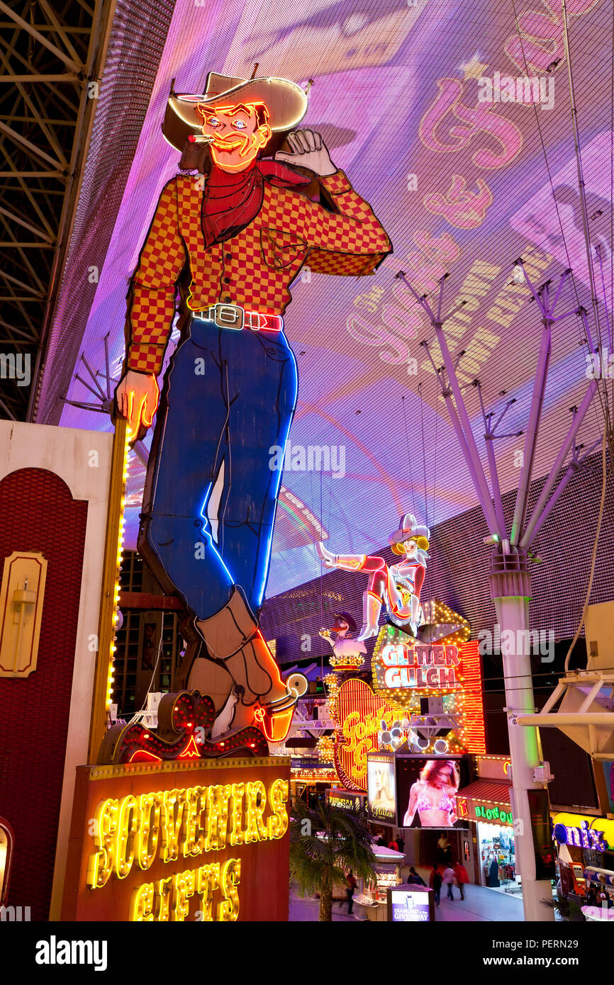 Vereinigte Staaten von Amerika, Nevada, Las Vegas, die Fremont Street Experience im Stadtzentrum von Las Vegas Stockfoto
