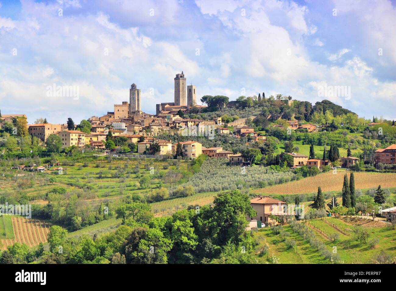 Türme von San Gimignano, Italien. UNESCO-Weltkulturerbe. Stockfoto