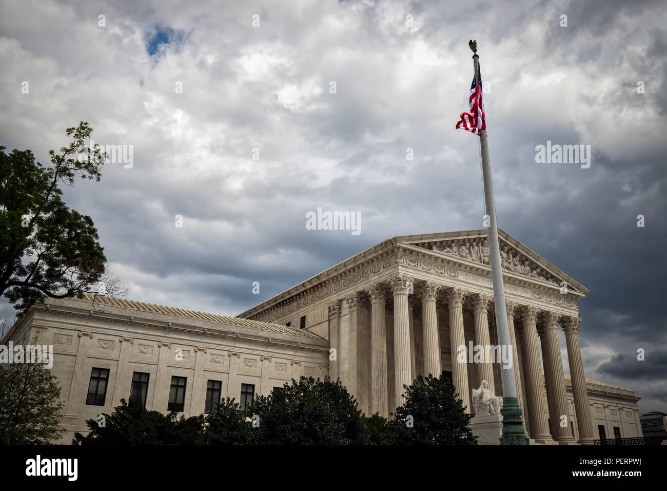 Die Vorderseite des US Supreme Court in Washington, DC. Stockfoto