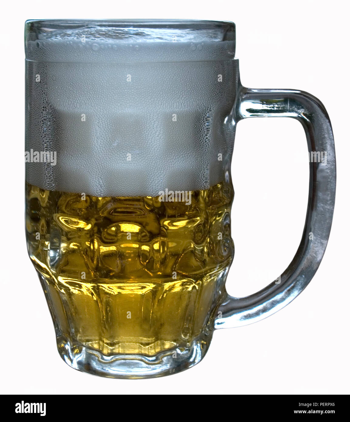 Ein Glas Bier mit Schaum Stockfoto