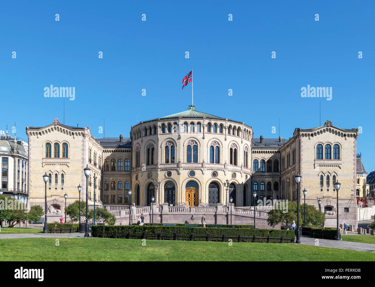 Dem norwegischen Parlament (Stortinget), Oslo, Norwegen Stockfoto