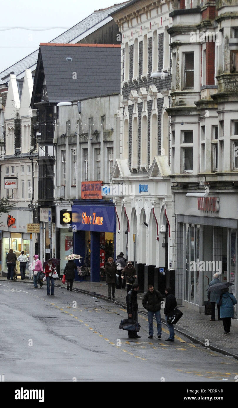 Einen allgemeinen Überblick über Taff Straße in Pontypridd, Wales, UK. Stockfoto