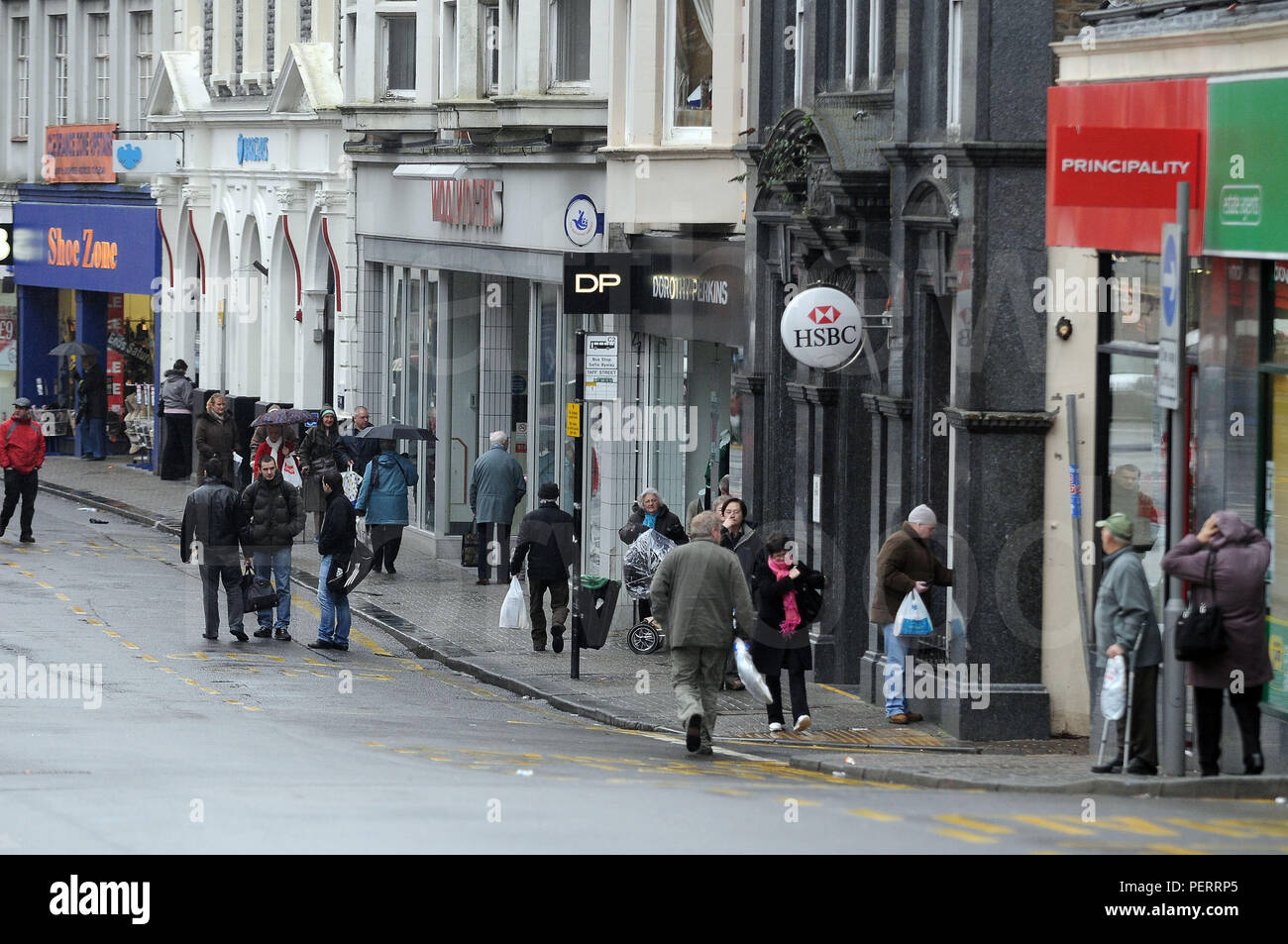 Einen allgemeinen Überblick über Taff Straße in Pontypridd, Wales, UK. Stockfoto