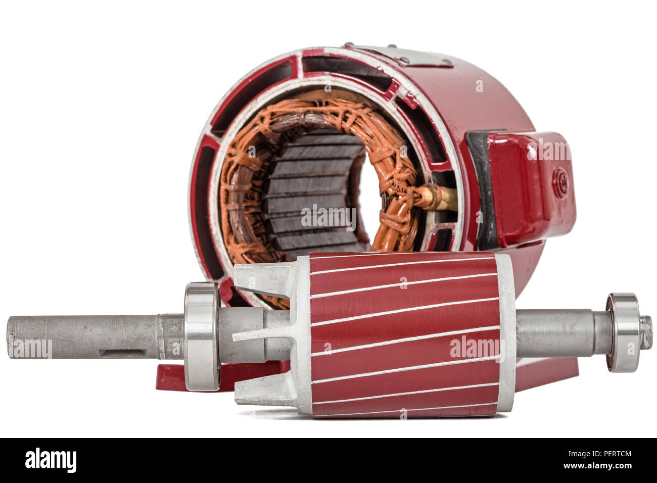 Rotor und Stator der Elektromotor, auf weißem Hintergrund Stockfoto