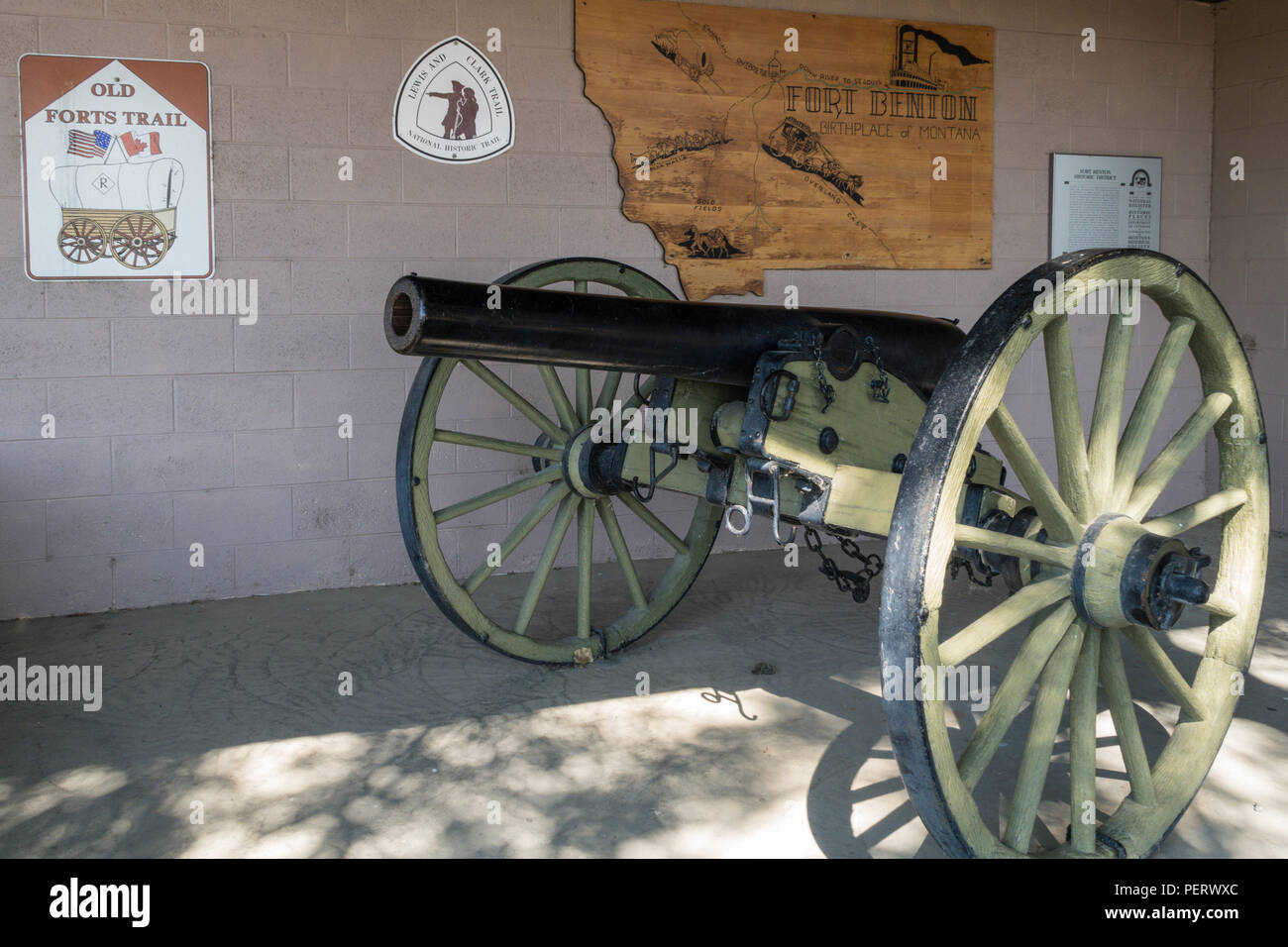 Historische Markierungen in Fort Benton, Montana, USA Stockfoto