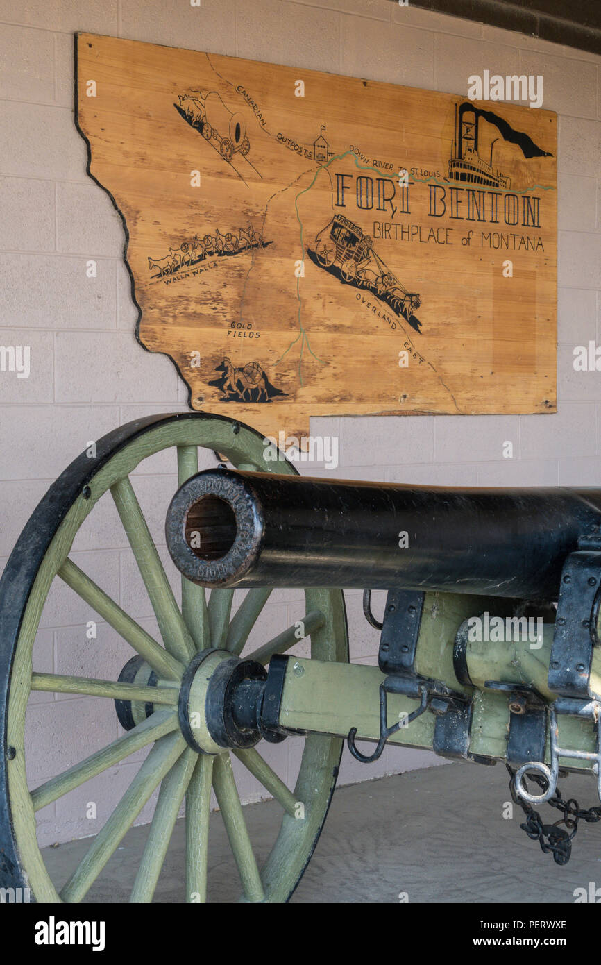 Historische Markierungen in Fort Benton, Montana, USA Stockfoto