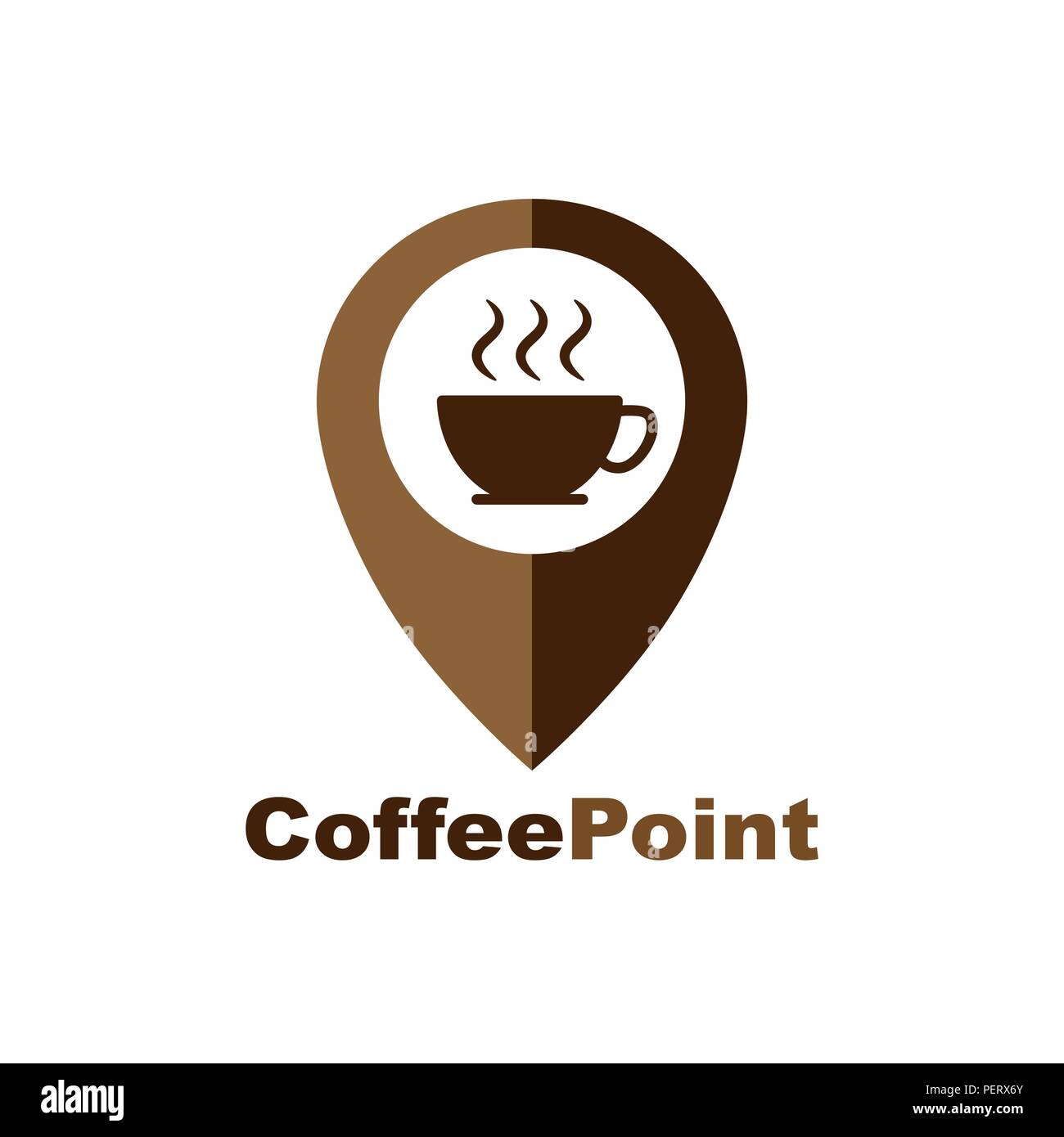 Kaffee Tasse House Cafe Logo Design. Zeiger und eine Tasse heißen Kaffee,  Web Icon. vektor design Stock-Vektorgrafik - Alamy