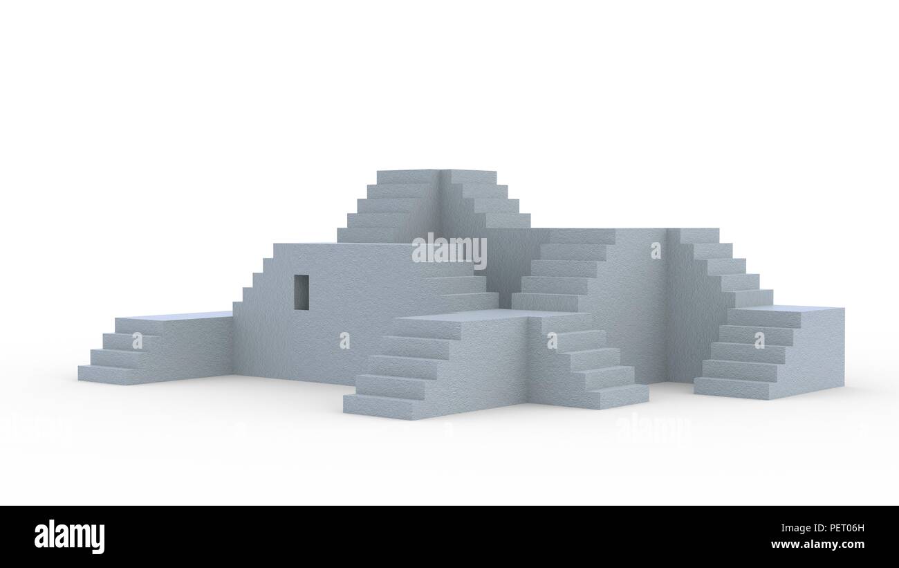Treppen System auf Weiß isoliert. 3D-Darstellung Stockfoto