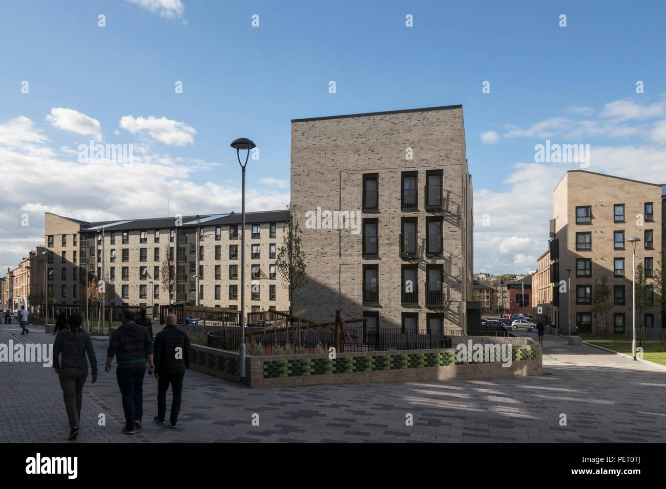 2018 sah den Abschluss der letzten Phase der öffentlichen Wohnungsbau Erneuerung in Anderston, Glasgow mit neuen Build Gehäuse von 206 Wohnungen für 25 Millionen £ Stockfoto