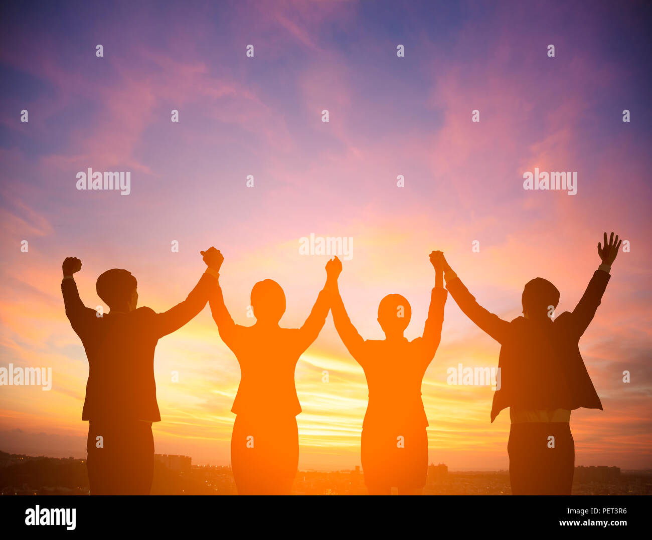 Silhouette von Erfolg business team konzept Stockfoto