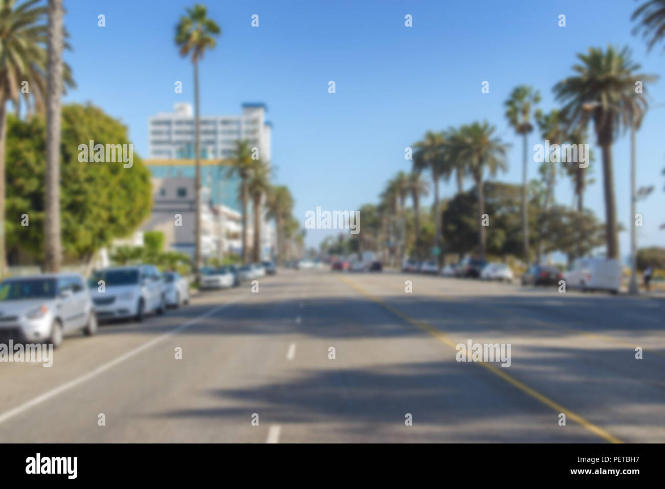 Verschwommen Straße in Kalifornien bei schönem Wetter Stockfoto