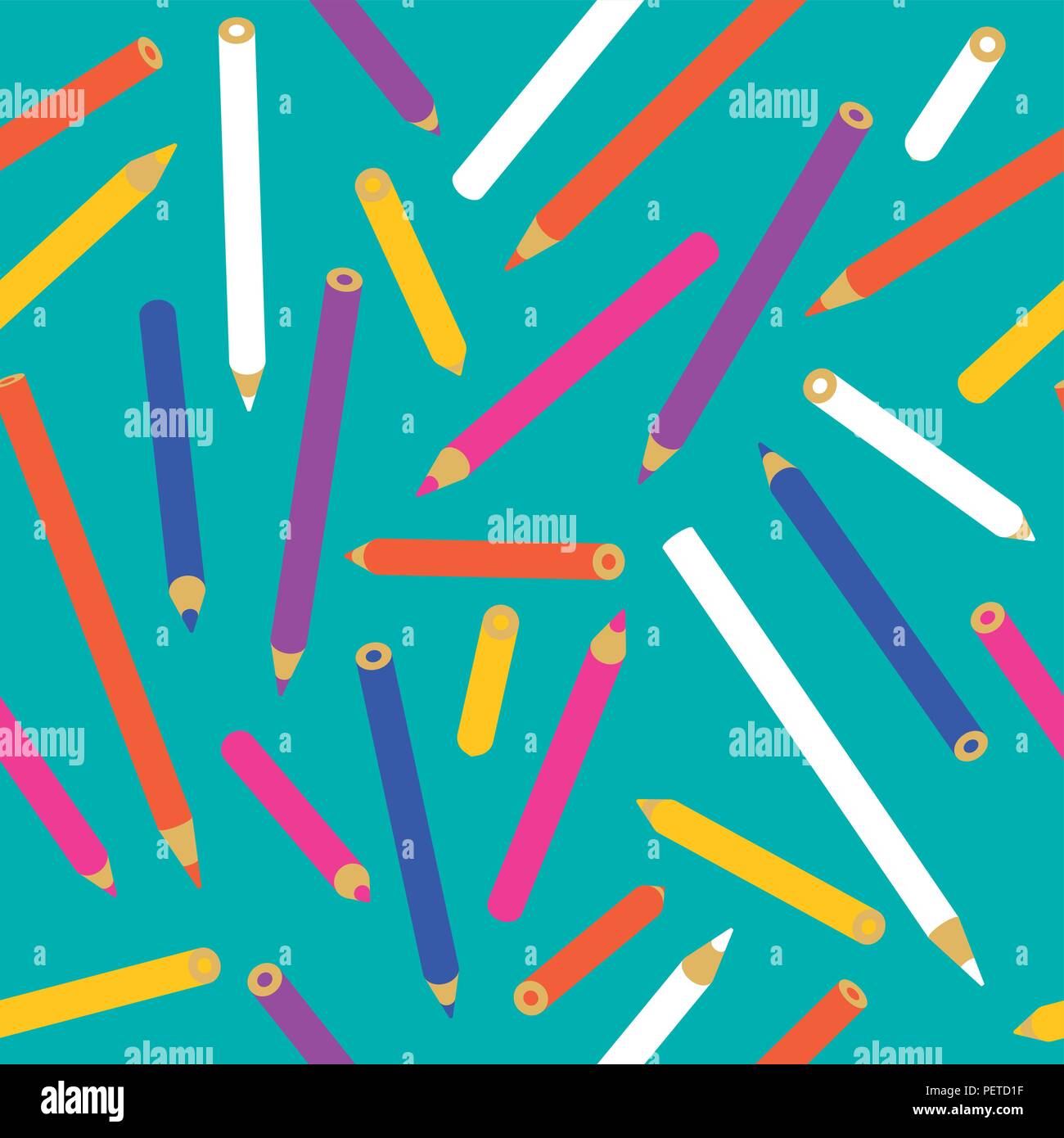 Farbe Bleistift nahtlose Muster, Kunst Dekoration Textur. Bunte Schulmaterial Hintergrund für textildruck oder Grafik. EPS 10 Vektor. Stock Vektor