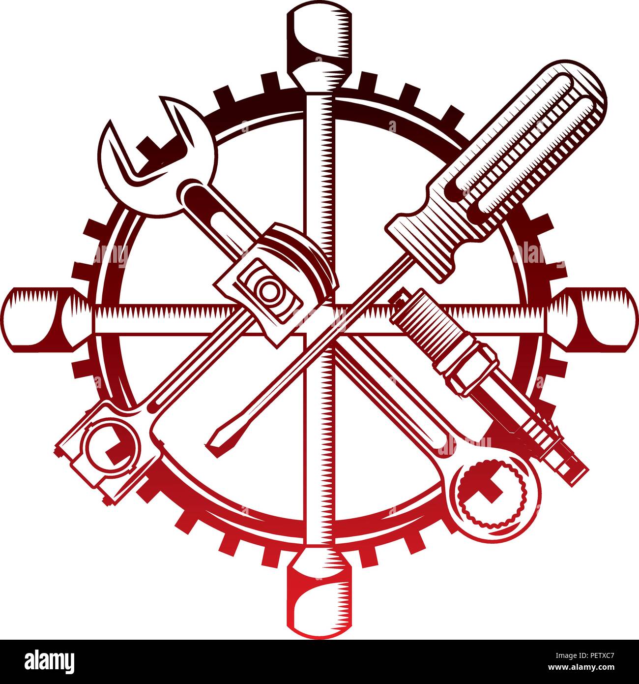 Industrie Automobil Werkzeuge Schraubendreher Schraubenschlüssel den Stopfen für Getriebe Stock Vektor