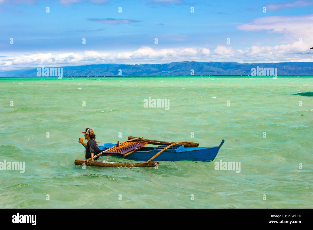 Philippinen, Insel Negros - Feb 05, 2018: Manjuyod weiße Sandbank Stockfoto