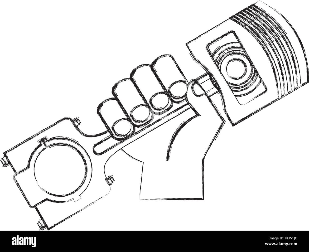 Hand mit Kolbentriebwerk Stück Symbol Stock Vektor