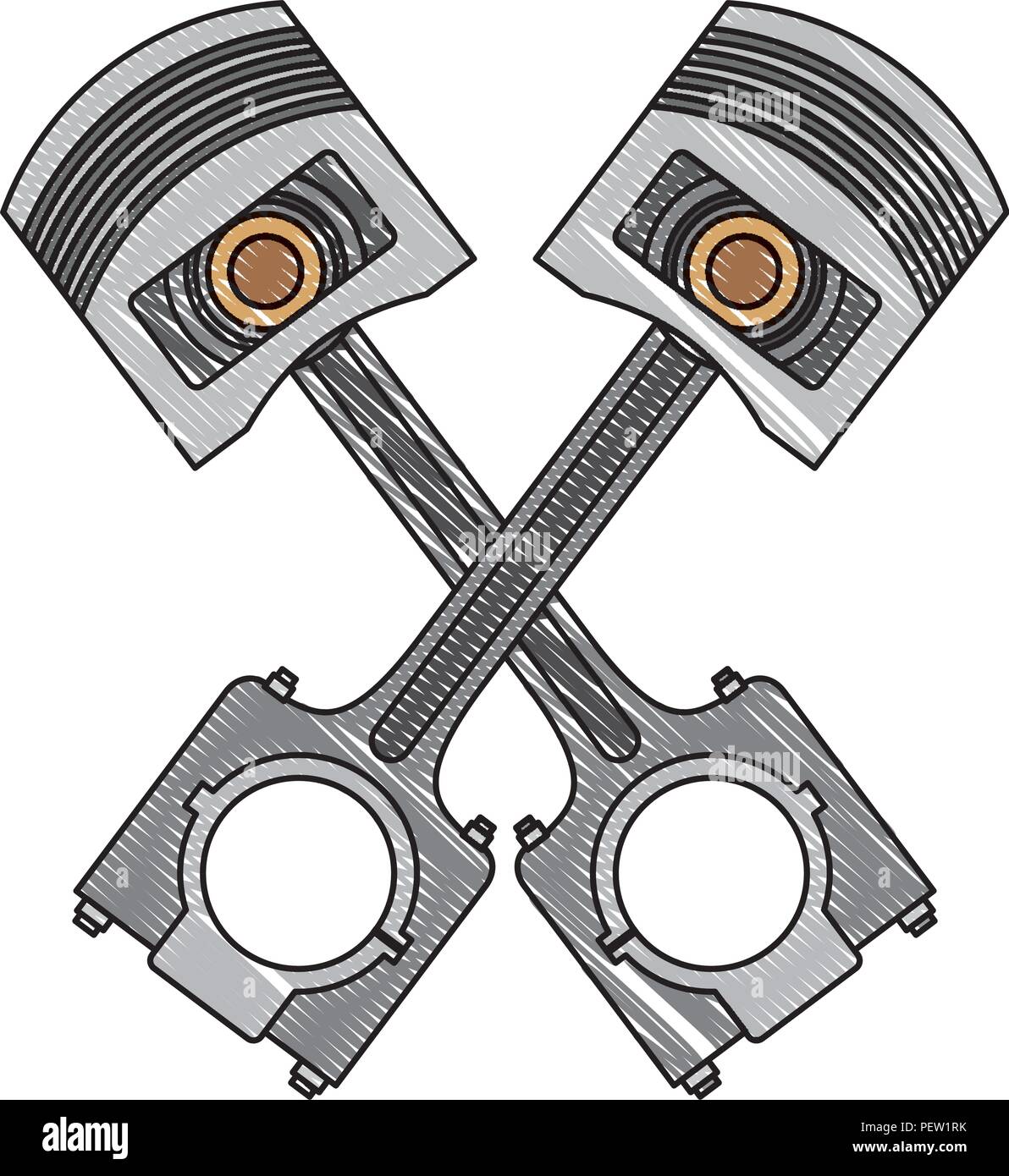 Kolben gekreuzt Motor Stücke Stock Vektor