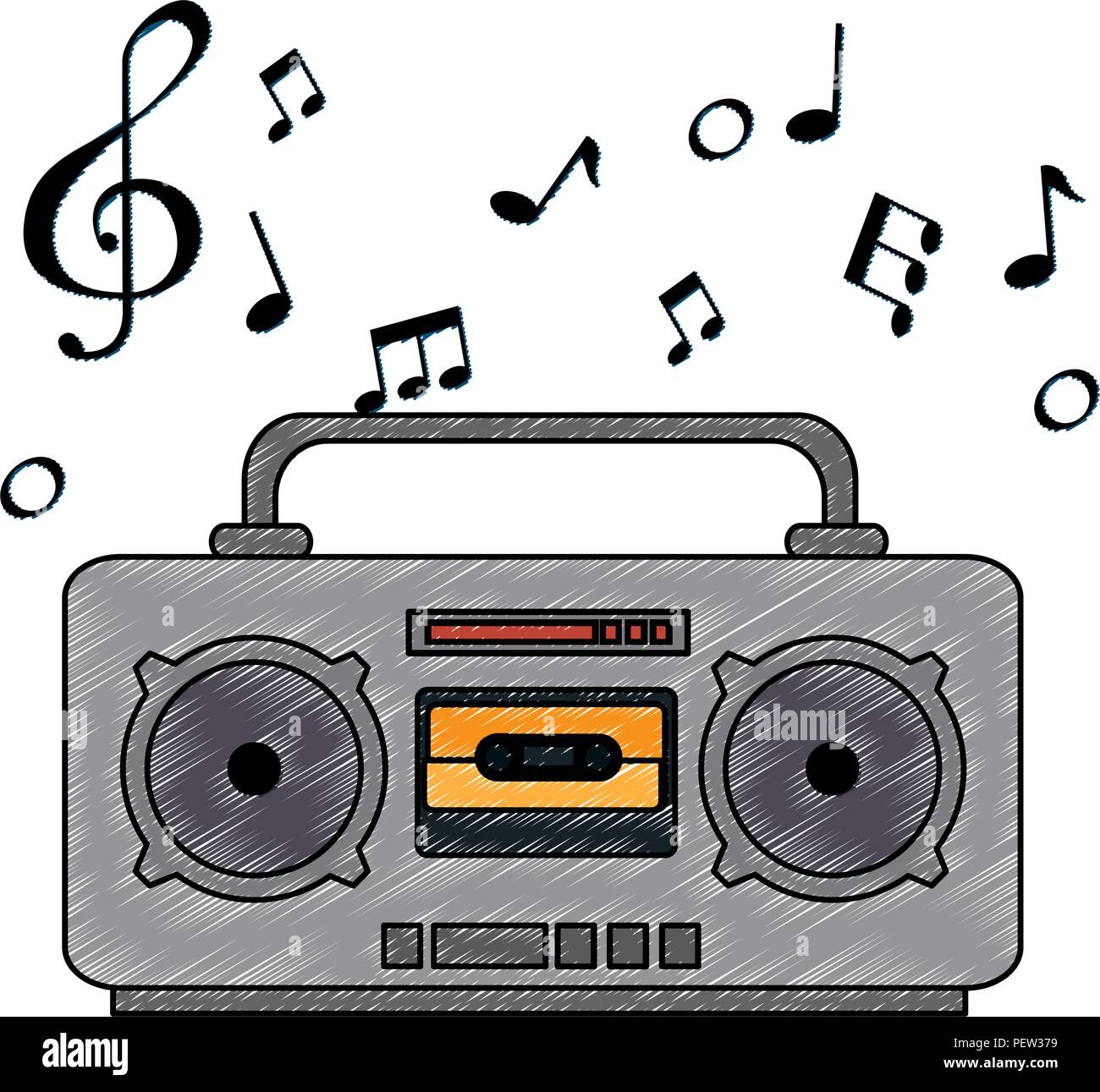 Radio Music Player mit Noten Vector Illustration Design Stock-Vektorgrafik  - Alamy