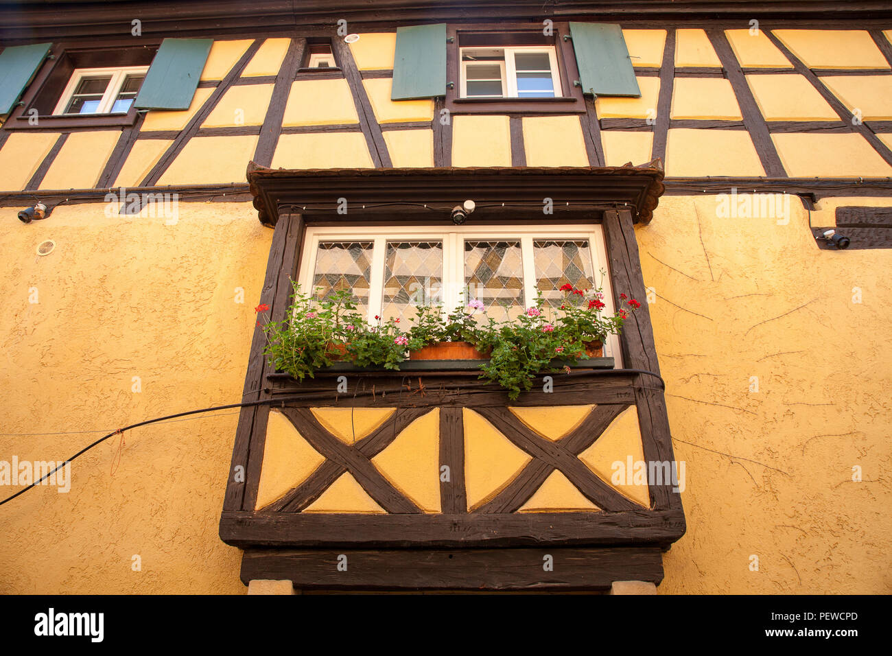 Bunte Straße in Turckheim, Elsass, Frankreich. Stockfoto