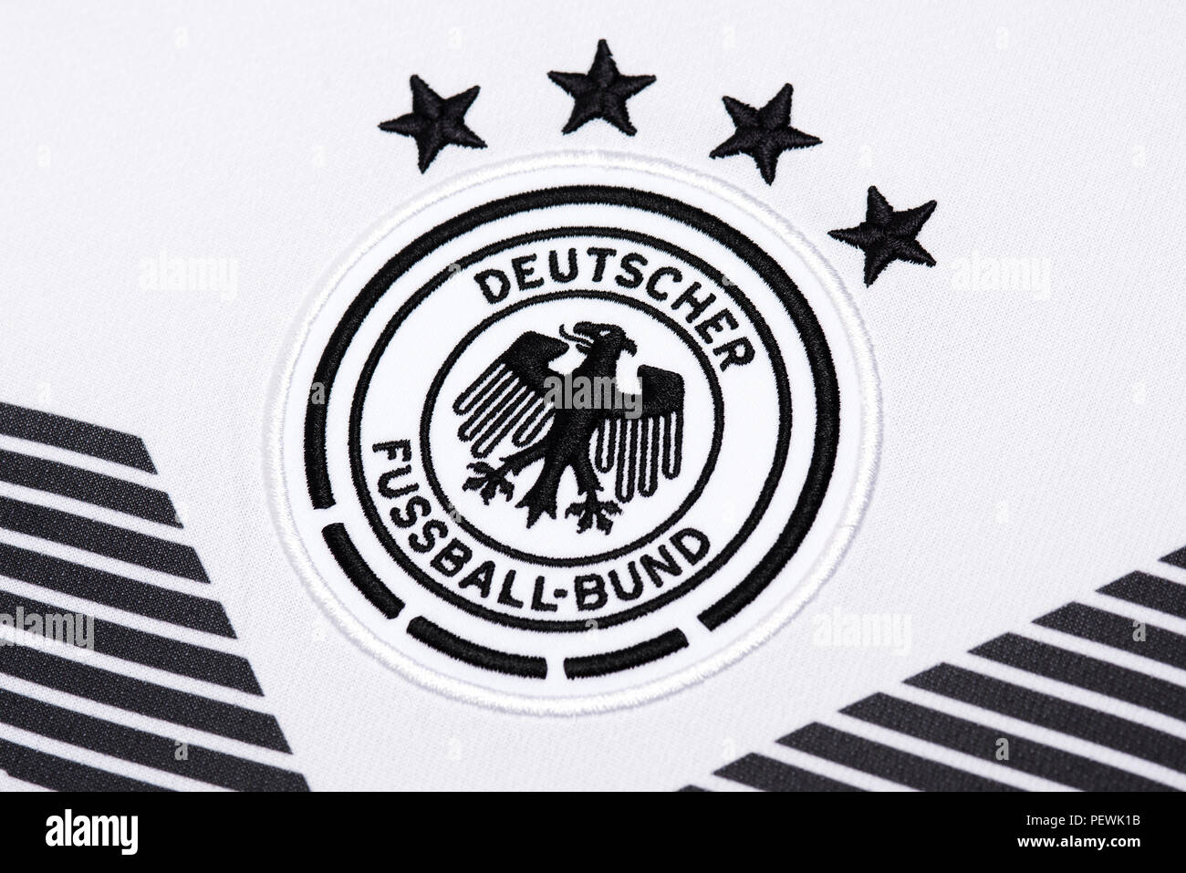 Deutschland National Football team Kit. FIFA Fußball-Weltmeisterschaft 2018. Stockfoto