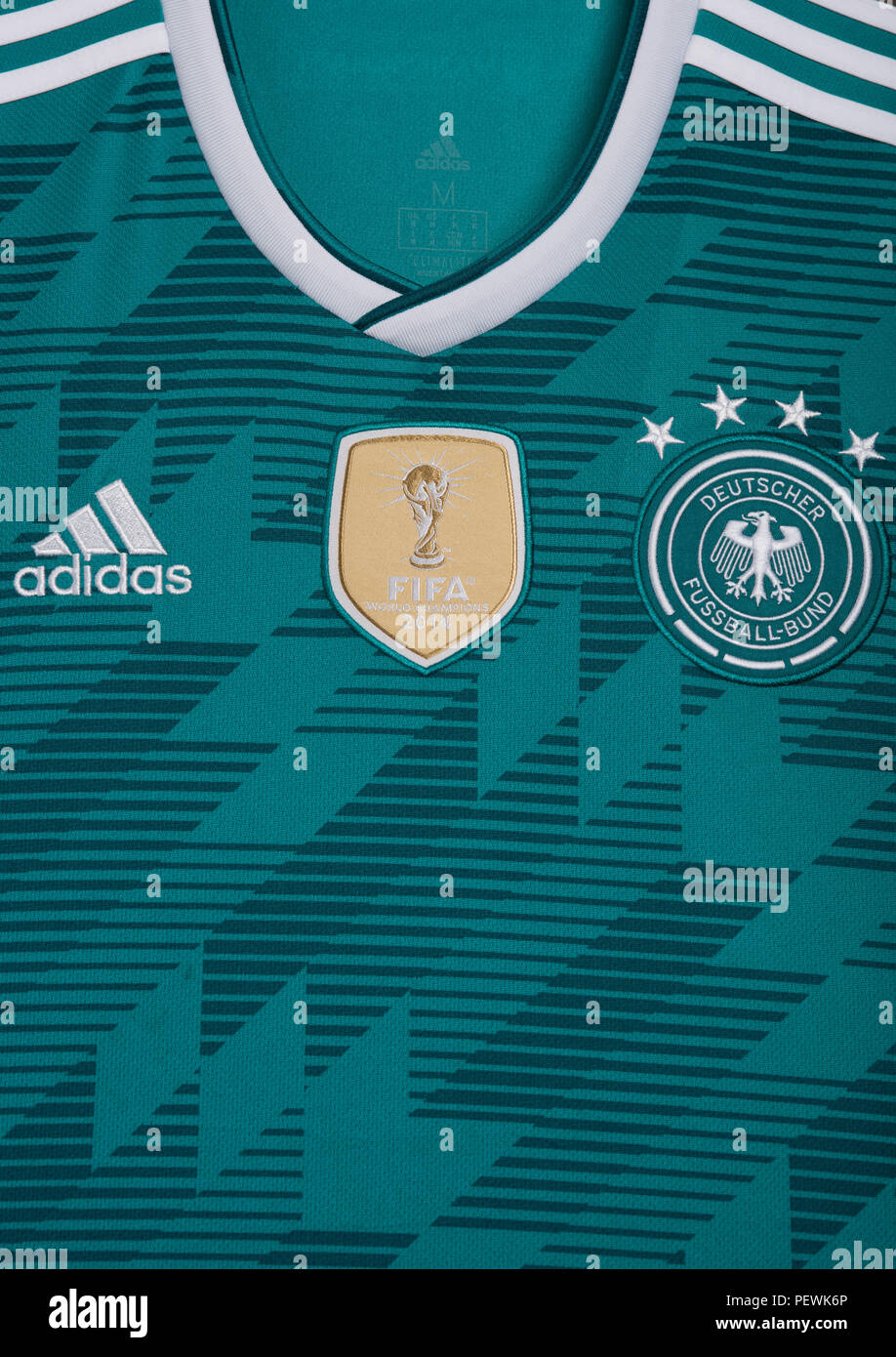 Deutschland National Football team Kit. FIFA Fußball-Weltmeisterschaft 2018. Stockfoto