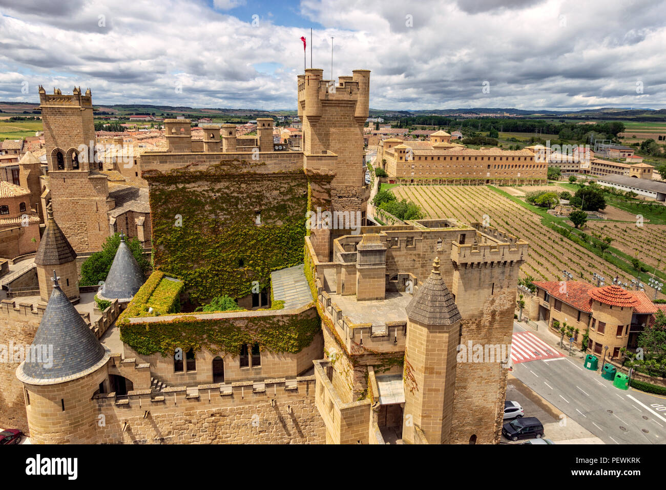 Schloss, in das mittelalterliche Dorf von Olite in Navarra, Spanien Stockfoto