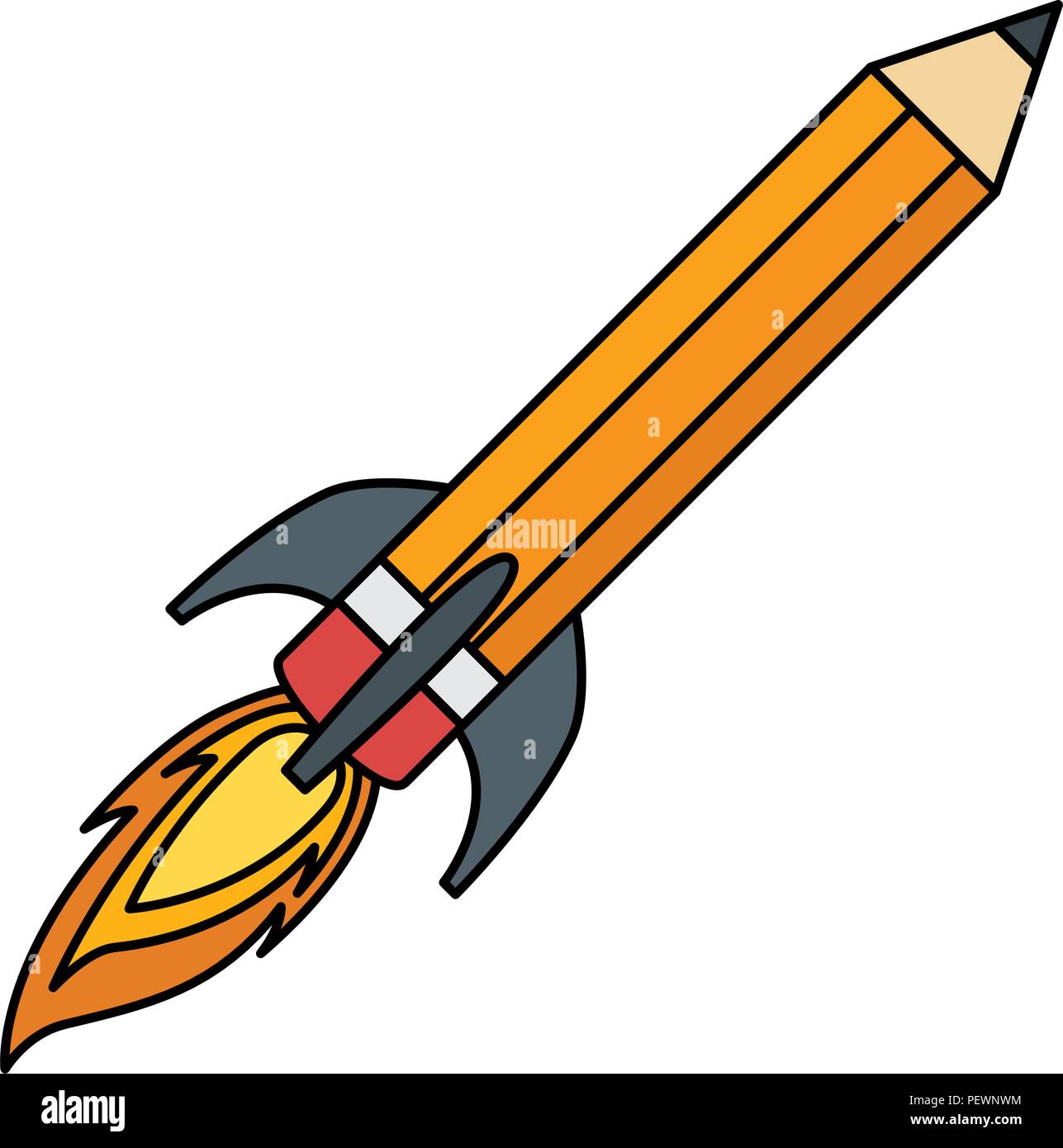 Bleistift Rakete starten Stock Vektor