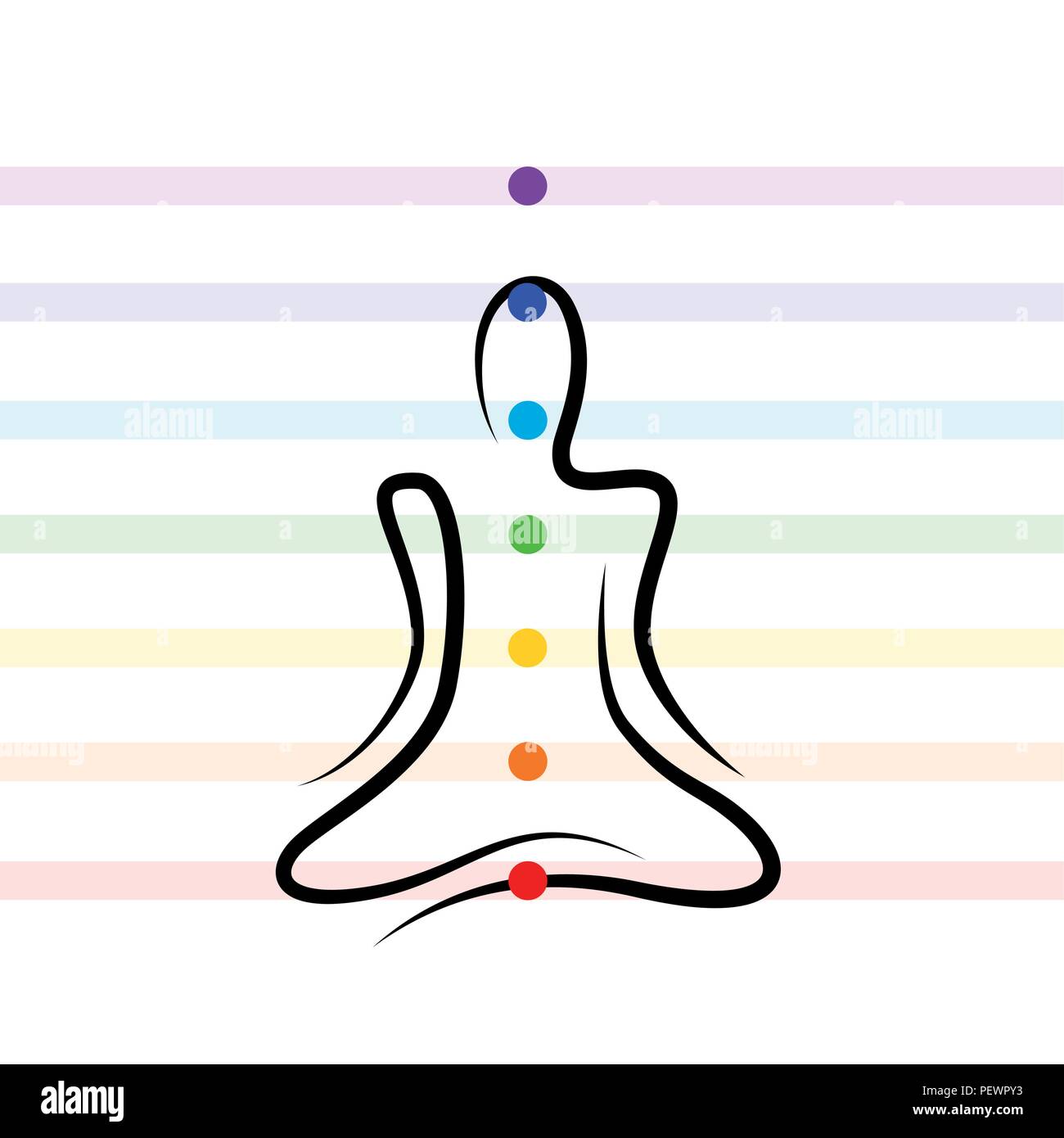 Meditation chakra Punkte zeichnen Person Vektor ...