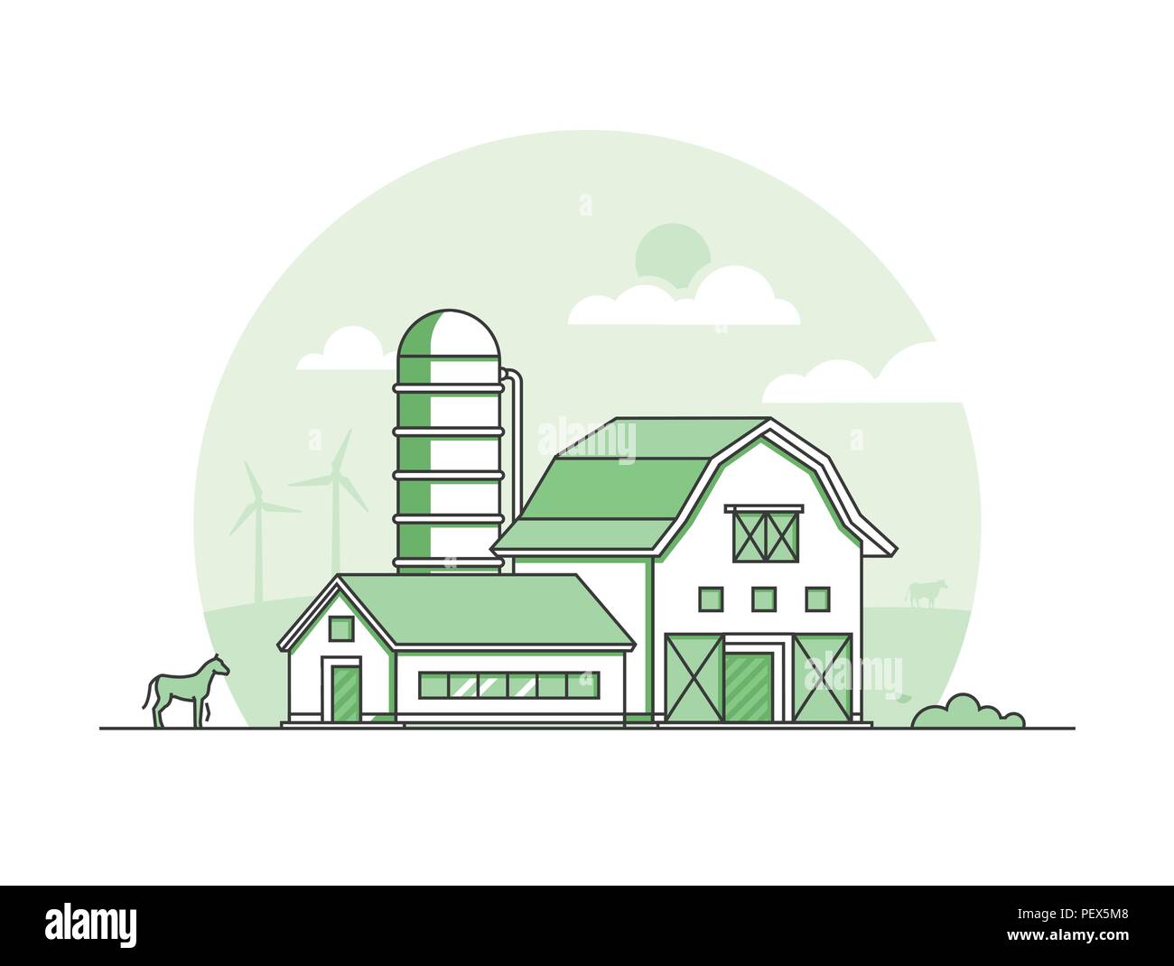 Dorf - Moderne thin line Design Vector Illustration Stock Vektor