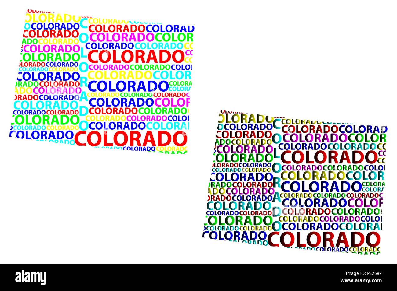 Tipografia della mappa del colorado -Fotos und -Bildmaterial in hoher ...
